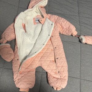 Quilted Pink Baby Snowsuit